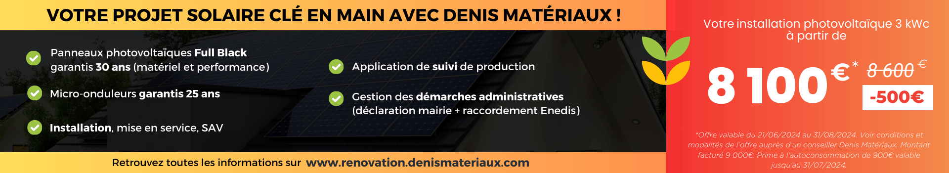 Offre panneaux photovoltaïques en promotion chez Denis Matériaux