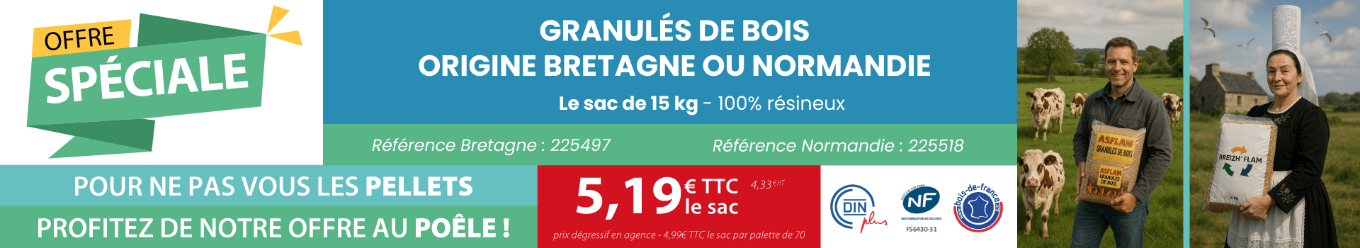 Bandeau pellets Bretagne et Normandie